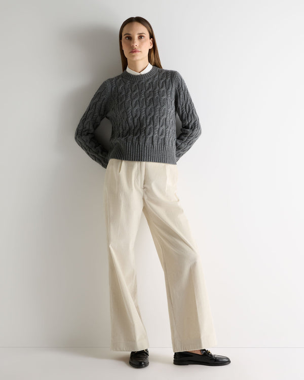 N.Peal Women's Cable Cashmere Jumper Elephant Grey