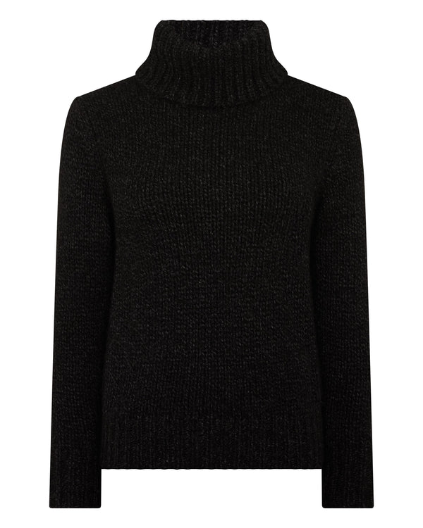 N.Peal Women's Hazel Hand Knit Cashmere Jumper Charcoal Grey Melange