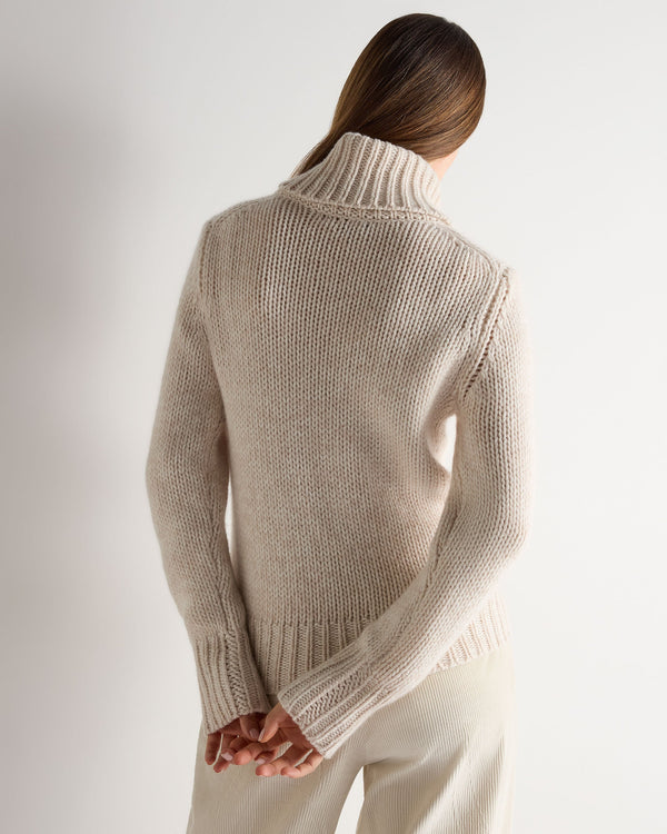 N.Peal Women's Hazel Hand Knit Cashmere Jumper Ecru White