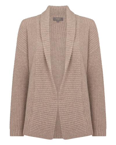 N.Peal Women's Chunky Moss Stitch Cashmere Cardigan Oatmeal Brown