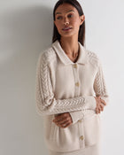 Women's Cable Back Cashmere Jacket Ecru White