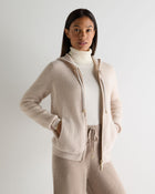 Women's Ada Ribbed Cashmere Hoodie Ecru White