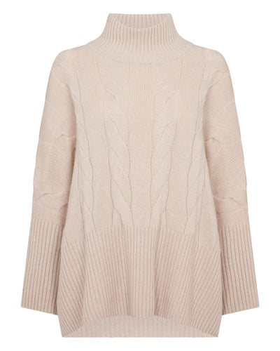 N.Peal Women's Oversized Cable Cashmere Jumper Ecru White