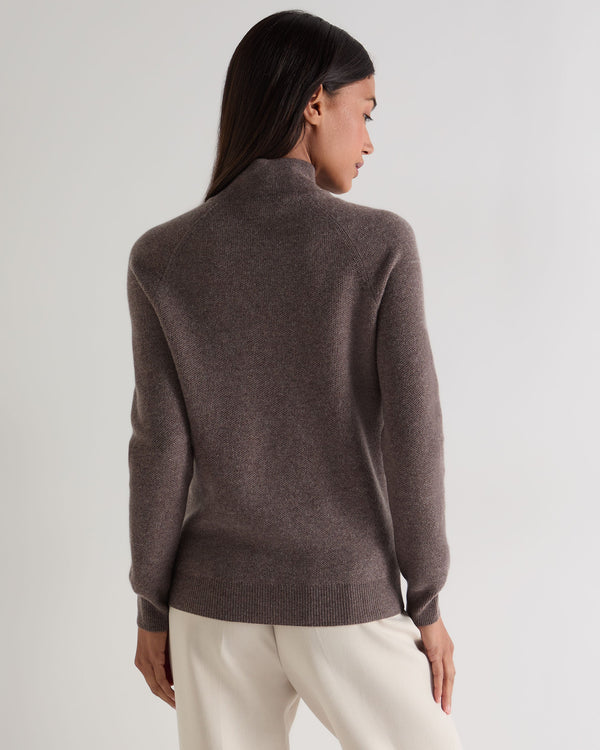 N.Peal Women's Honeycomb Knit Cashmere Jumper Otter Brown