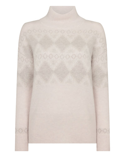 N.Peal Women's Sparkle Jacquard Cashmere Jumper Pebble Grey