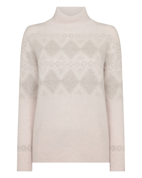 N.Peal Women's Sparkle Jacquard Cashmere Jumper Pebble Grey