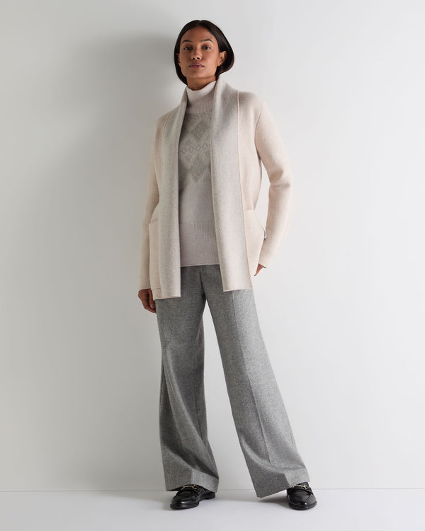 N.Peal Women's Sparkle Jacquard Cashmere Jumper Pebble Grey