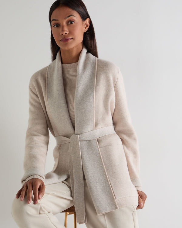 N.Peal Women's Milano Cashmere Cardigan Ecru White