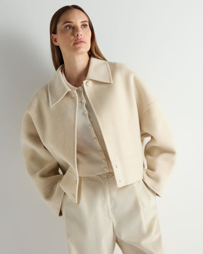 N.Peal Women's Woven Cashmere Short Jacket Off White
