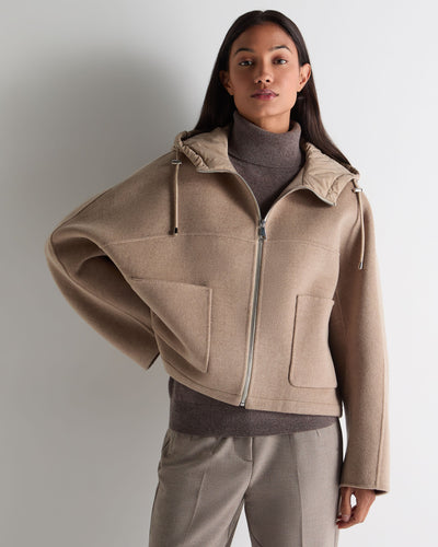 N.Peal Women's Down Hood Jacket Taupe Brown
