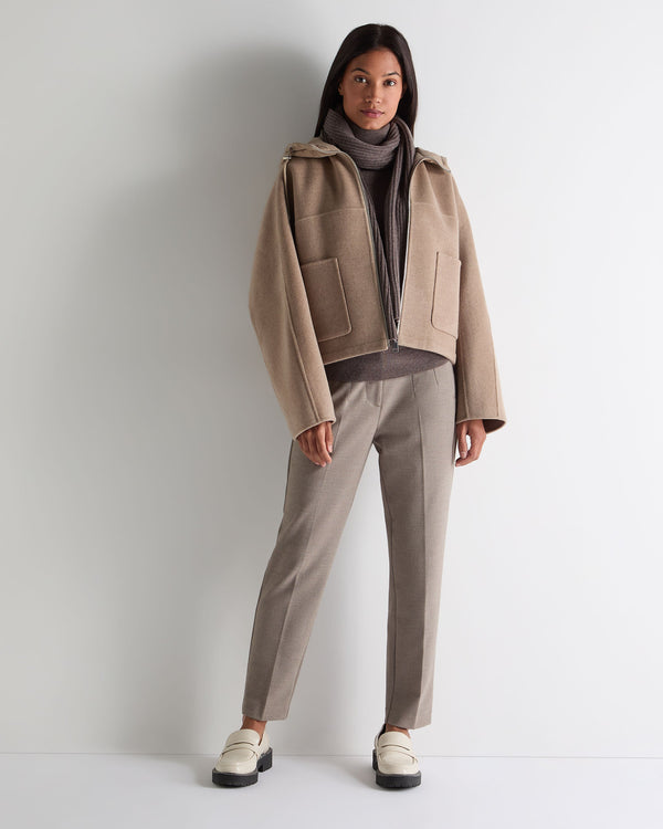 N.Peal Women's Down Hood Jacket Taupe Brown