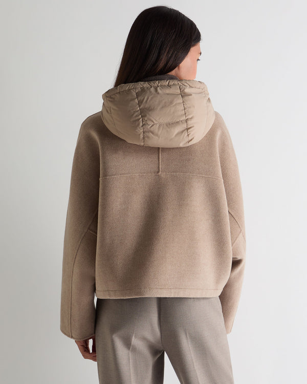 N.Peal Women's Down Hood Jacket Taupe Brown