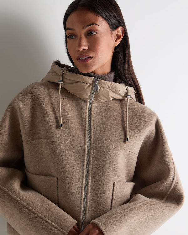 N.Peal Women's Down Hood Jacket Taupe Brown