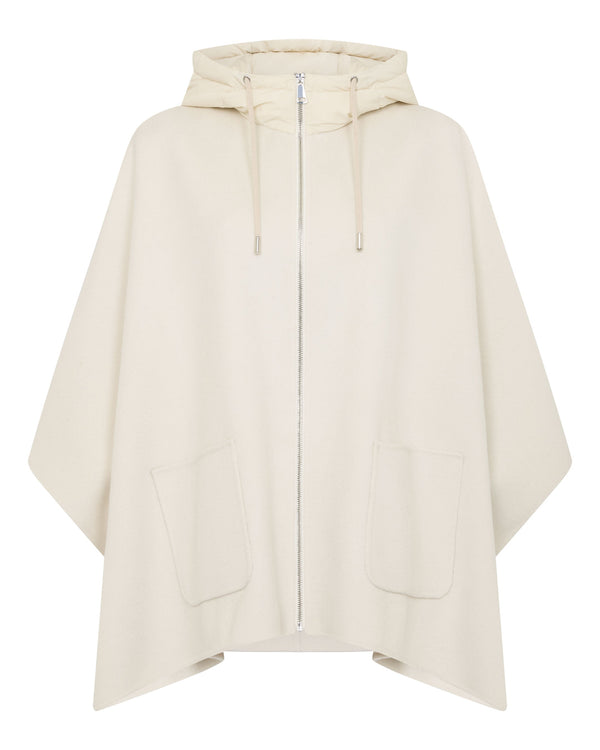 N.Peal Women's Hooded Woven Cape Cream