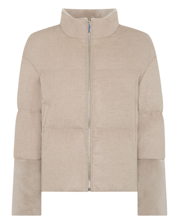 N.Peal Women's Fur Cuff Padded Jacket Beige Brown