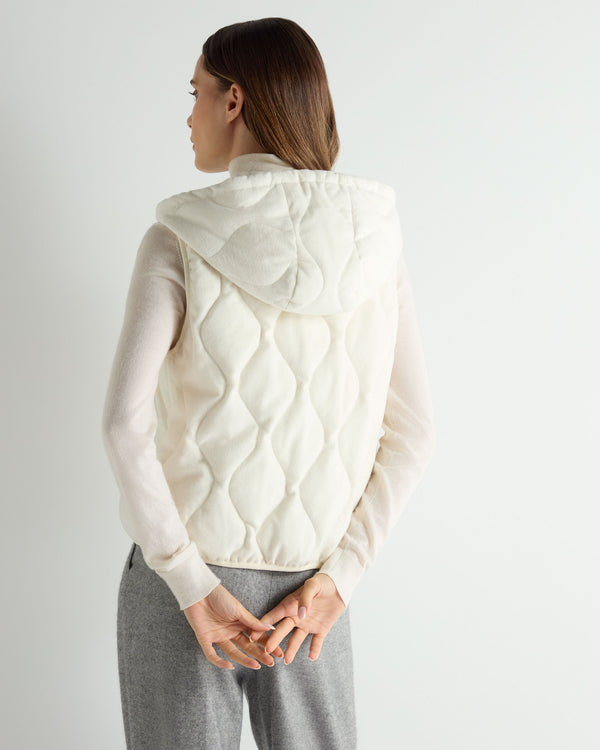 N.Peal Women's Padded Gilet With Hood White