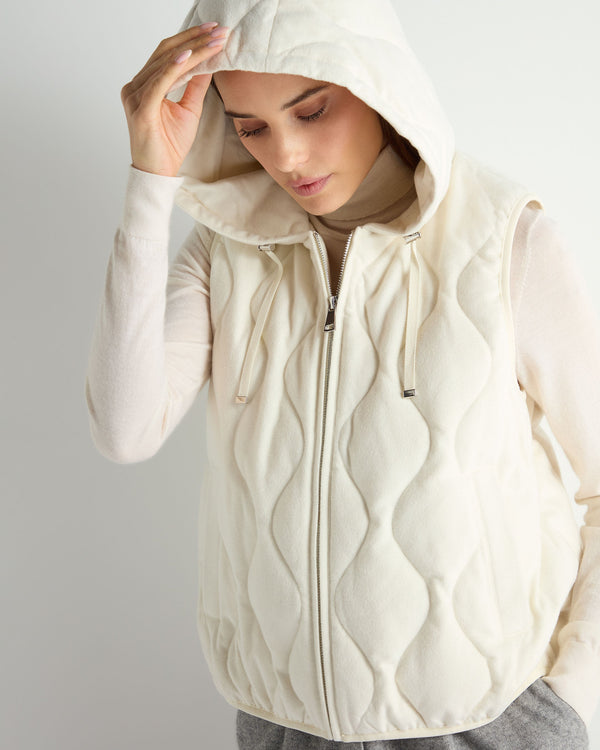 N.Peal Women's Padded Gilet With Hood White