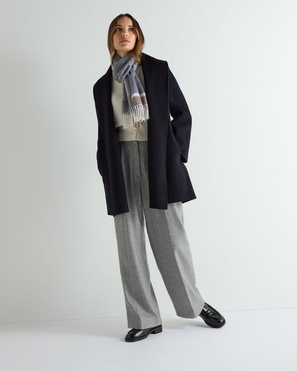 N.Peal Women's Short Wool Cashmere Coat Dark Navy Blue