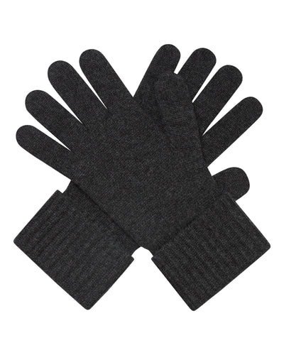 N.Peal Women's Ribbed Cashmere Gloves Deep Charcoal Grey