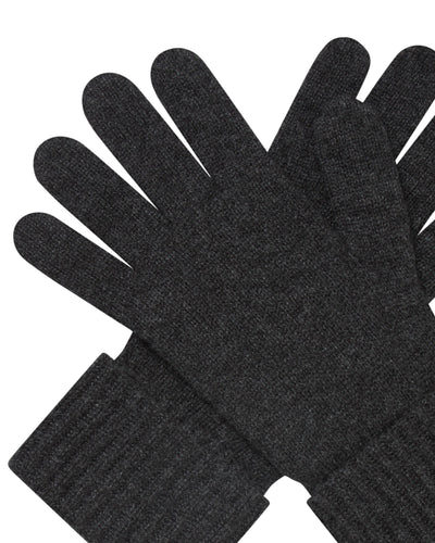 N.Peal Women's Ribbed Cashmere Gloves Deep Charcoal Grey
