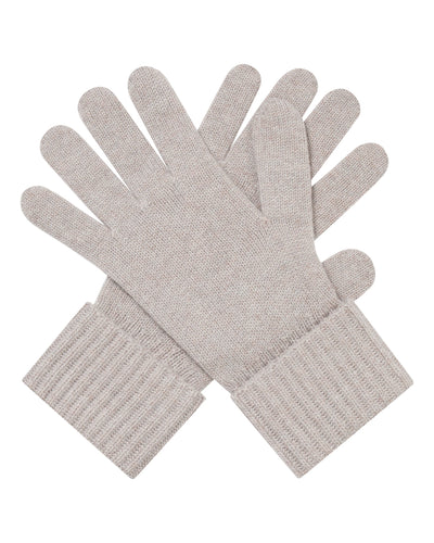 N.Peal Women's Ribbed Cashmere Gloves Oat Grey