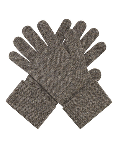 N.Peal Women's Ribbed Cashmere Gloves Wood Smoke Brown
