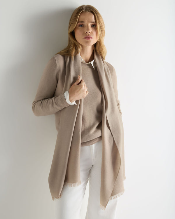 N.Peal Women's Pashmina Cashmere Stole Cashew Brown