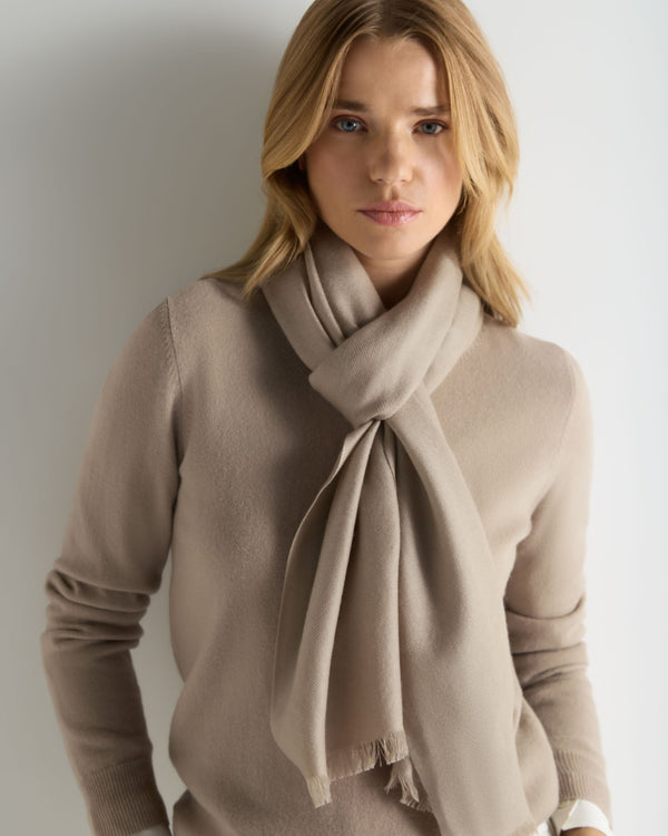 N.Peal Women's Pashmina Cashmere Stole Cashew Brown
