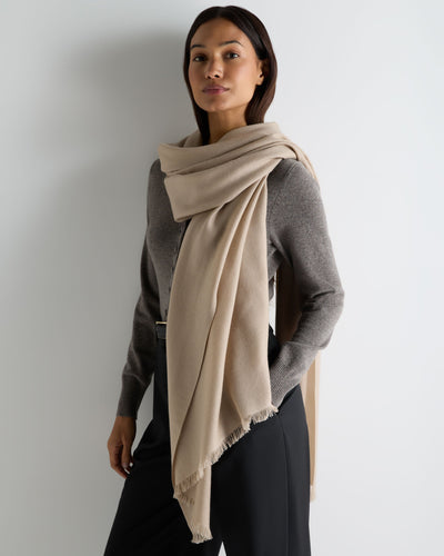 N.Peal Women's Pashmina Cashmere Shawl Cashew Brown