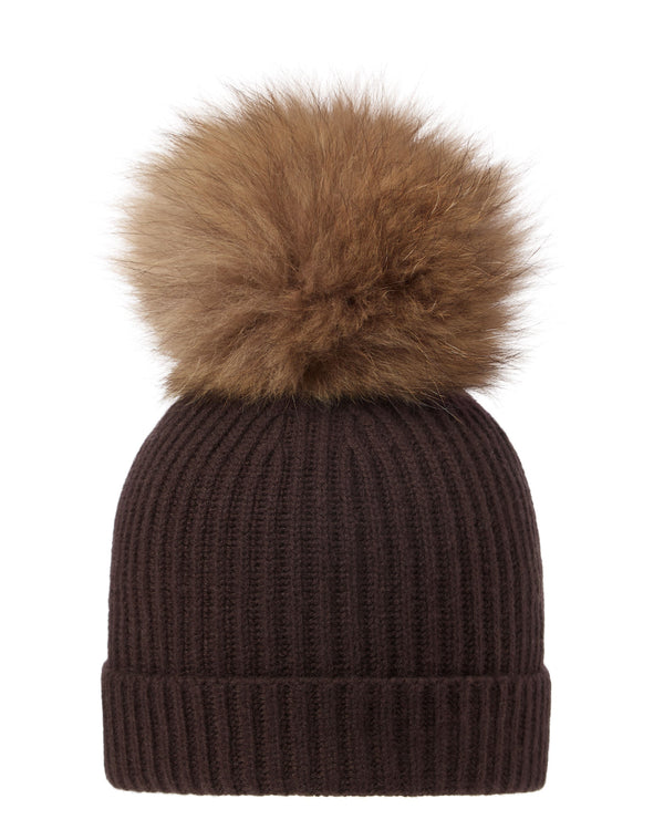 Unisex Ribbed Cashmere Hat With Detachable Pom 1