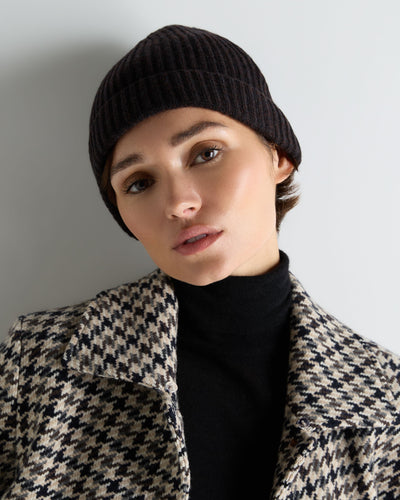 N.Peal Unisex Ribbed Cashmere Hat Cocoa Brown