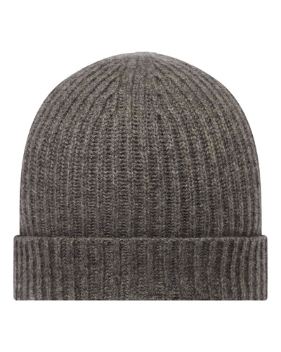 N.Peal Unisex Ribbed Cashmere Hat Wood Smoke Brown