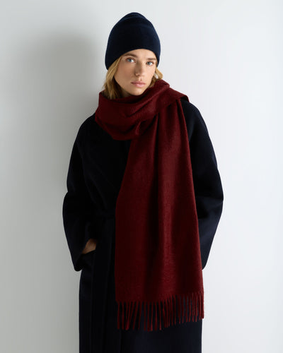 N.Peal Unisex Large Woven Cashmere Scarf Rustic Red