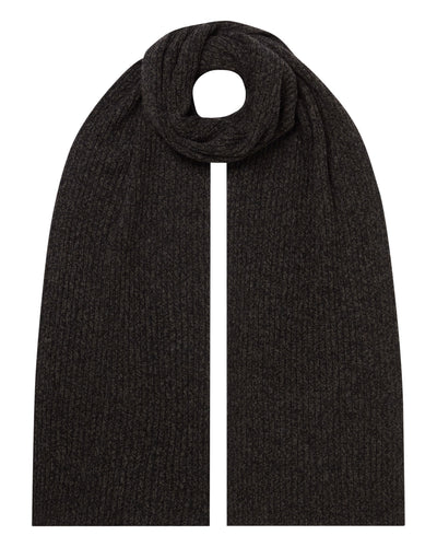 N.Peal Unisex Short Ribbed Cashmere Scarf Bark Brown Melange