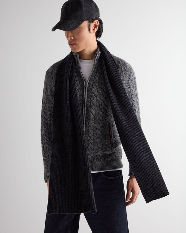 Unisex Short Ribbed Cashmere Scarf 5