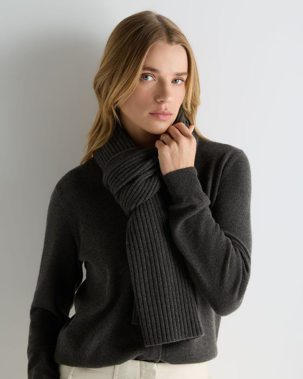 Unisex Short Ribbed Cashmere Scarf  2