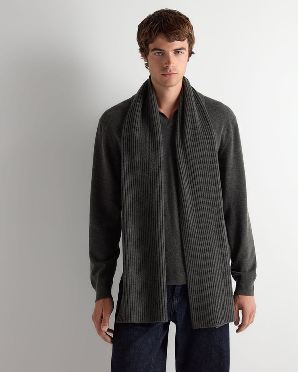 Unisex Short Ribbed Cashmere Scarf  5