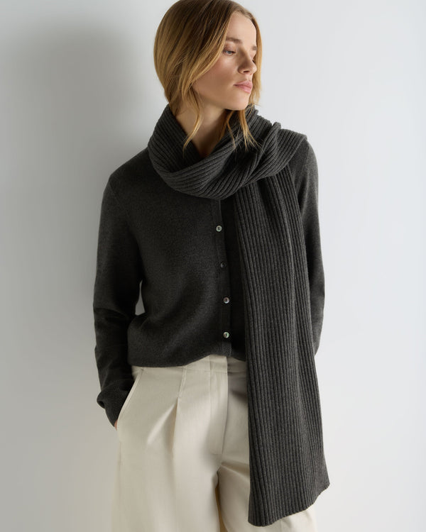 Unisex Short Ribbed Cashmere Scarf  4
