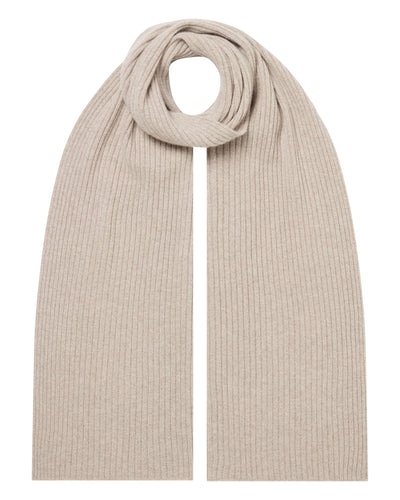 N.Peal Unisex Short Ribbed Cashmere Scarf Toasted Sesame Brown