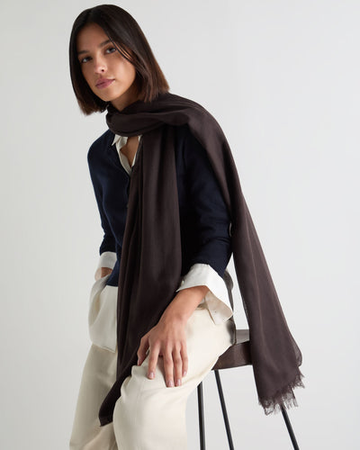 N.Peal Women's Ultrafine Pashmina Cashmere Shawl Cocoa Brown