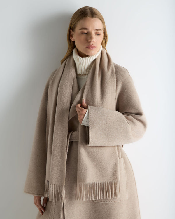 N.Peal Unisex Woven Cashmere Scarf Cashew Brown