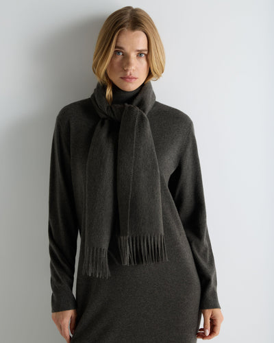 N.Peal Unisex Woven Cashmere Scarf Grey Moss