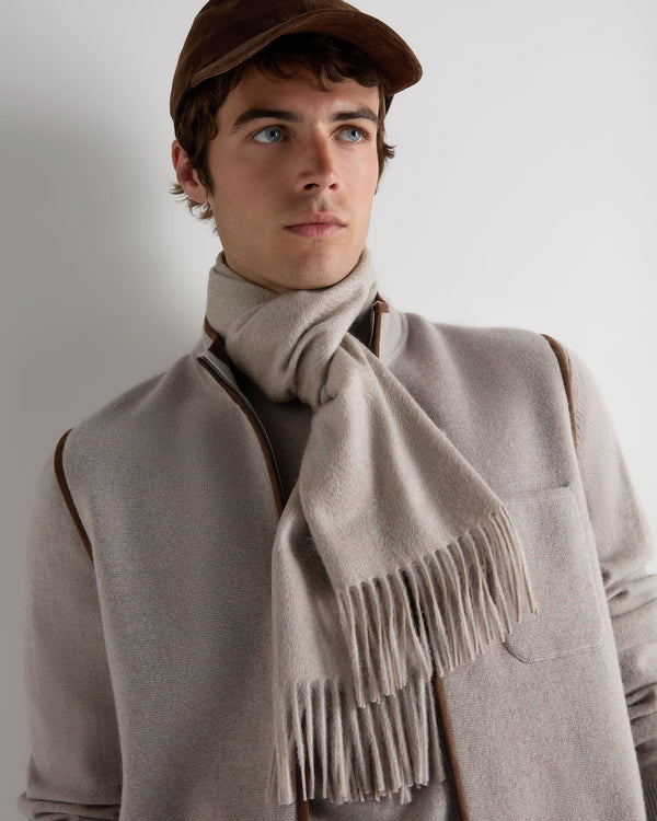 N.Peal Unisex Woven Cashmere Scarf Oat Grey