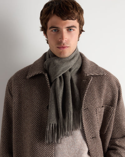 N.Peal Unisex Woven Cashmere Scarf Wood Smoke Brown