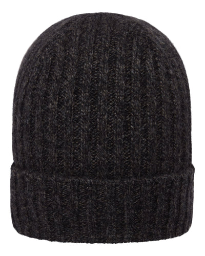 N.Peal Unisex Chunky Ribbed Cashmere Hat Bark Brown Melange