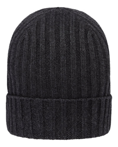 N.Peal Unisex Chunky Ribbed Cashmere Hat Deep Charcoal Grey