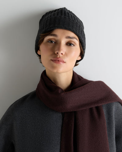 N.Peal Unisex Chunky Ribbed Cashmere Hat Deep Charcoal Grey