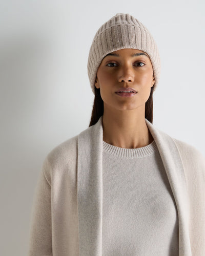 N.Peal Unisex Chunky Ribbed Cashmere Hat Toasted Sesame Brown