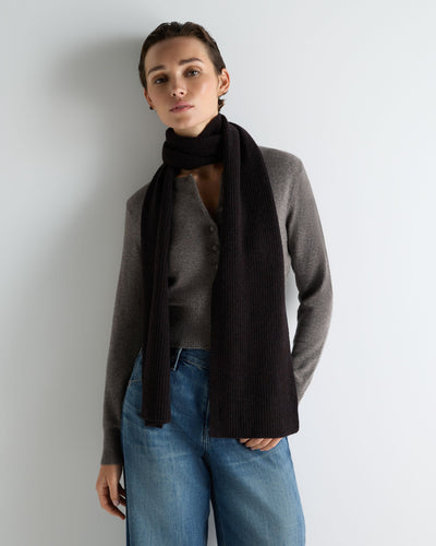 N.Peal Unisex Ribbed Cashmere Scarf Cocoa Brown