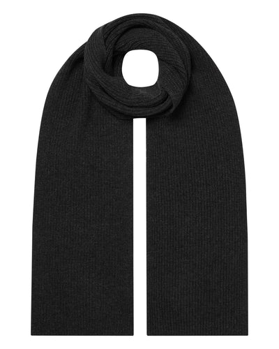 N.Peal Unisex Ribbed Cashmere Scarf Deep Charcoal Grey